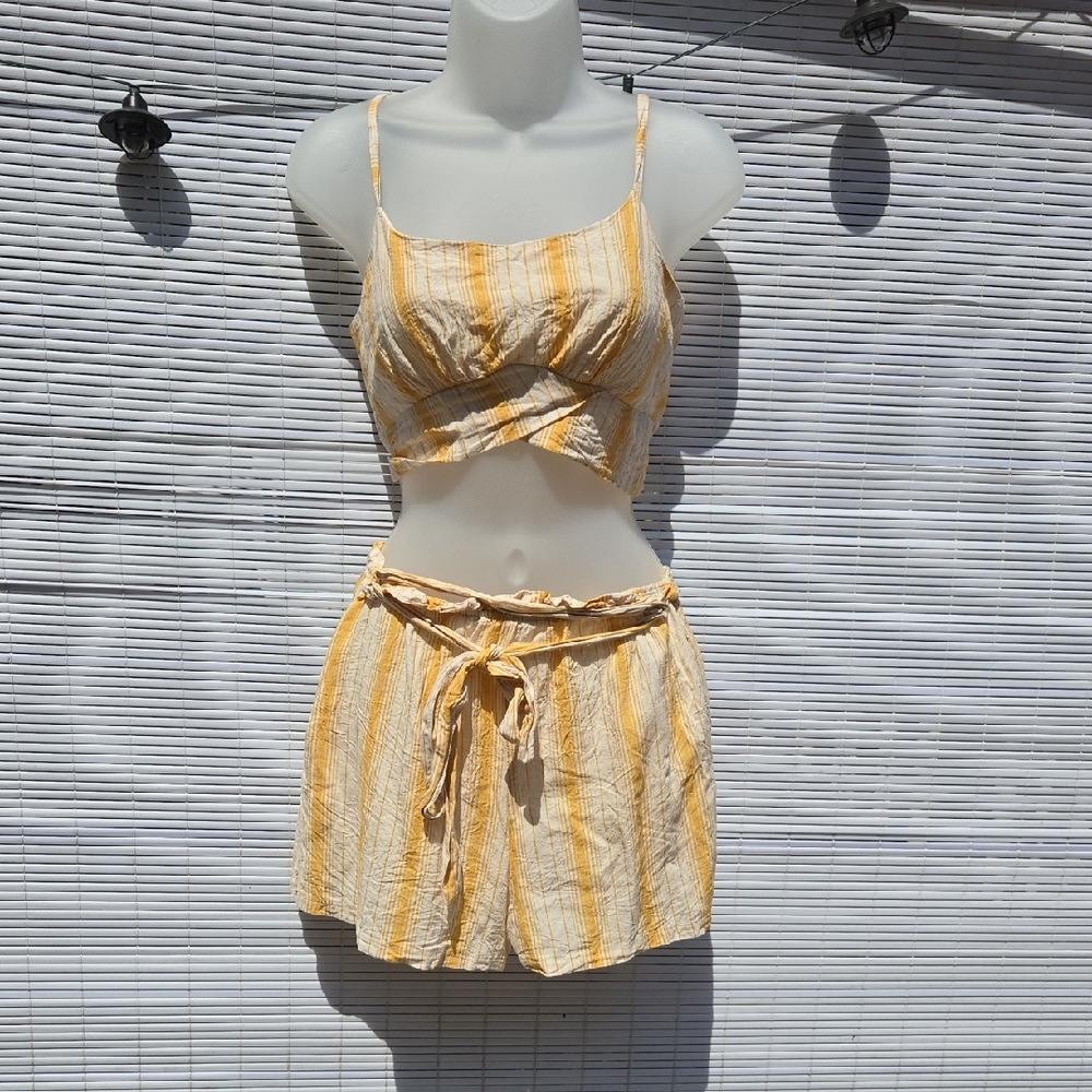 Lily Rose Yellow Striped Crop Top